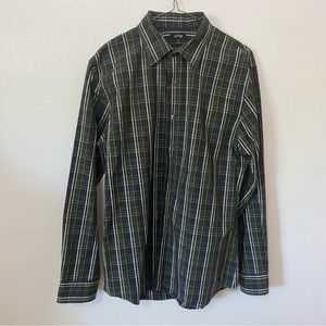 Apt. 9 Green Plaid Cotton Button Down Size Medium